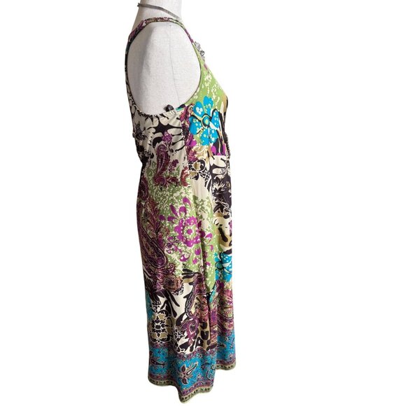 VTG ECI Babydoll Empire waist M Boho Dress Festival Beaded fairy Whimsigoth Y2K - Picture 4 of 12